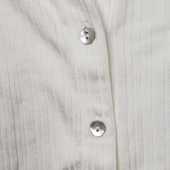 Madewell Cutaway Hem Polo Top Women XXS  Creme Fraiche Ivory SS Ribbed Button-Up - Picture 13 of 16